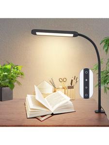 ZMH Настольная светодиодная лампа черного цвета, с гибким зажимом, регулировка яркости 3000-6500K, мощность 11 Вт
