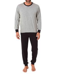 NORMANN Пижамный комплект с длинными рукавами, манжетами и минималистичным принтом, серый цвет