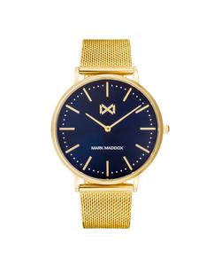 Мужские часы Greenwich с тремя стрелками из золотой стали и миланской сеткой Mark Maddox, золотой