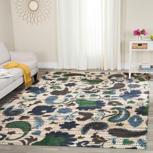 Ковер SAFAVIEH, 244 x 305 см, - коллекция Cedar Brook - большой - синий и разноцветный, ручной работы хлопок, идеально для гостиной, спальни, офиса, столовой (CDR321A)