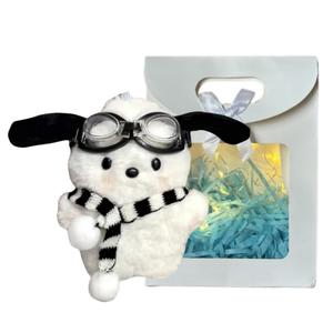 Click Очаровательная плюшевая игрушка в виде собачки белый стеклянный талисман плюшевый кулон 8см