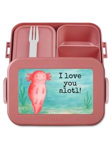 Mr. & Mrs. Panda Дизайн Bentobox «Любовь к аксолотлю» с надписью, пастельно-красный цвет