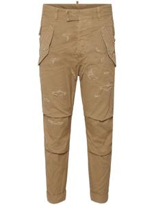 DSQUARED2 прямые брюки с эффектом потертости, коричневый