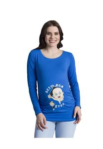 Рубашка для беременных с длинными рукавами и мотивом Best Mom Ever M.M.C., темно-синий