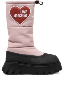 Стеганые ботинки с аппликацией Love Moschino, розовый