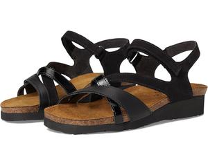 Сандалии Naot Sophia, цвет Black Velvet Nubuck/Jet Black Leather/Black Crinkle Patent Leath