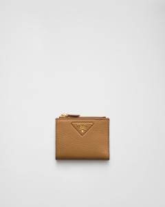 Маленький кожаный кошелек Prada, коричневый