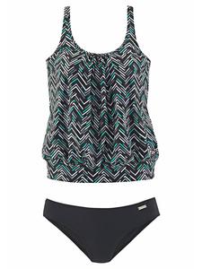 Комплект бикини LASCANA Oversize Tankini, цвет schwarz-bedruckt