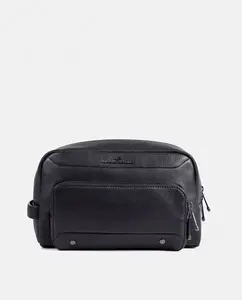 Несессер из натуральной кожи с натуральным лицевым покрытием Bellido, черный