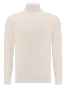 Джемпер с воротником поло из мериносовой шерсти Boggi Milano, белый