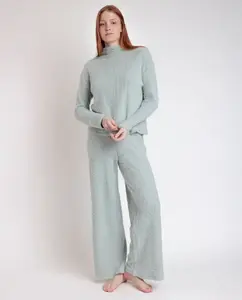 Женская длинная пижама из трикотажа с эффектом меха Admas, бирюзовый