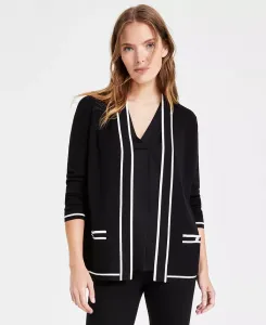 Женский кардиган Malibu с контрастной окантовкой Anne Klein, черный