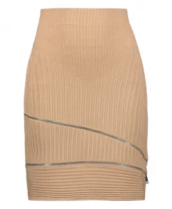 Мини Юбка в рубчик с молниями Andrea Adamo, бежевый