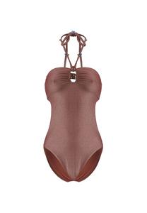 Купальник диско слитный Wolford, цвет bronze metallic