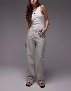 Прямые джинсы Mango Miami средней посадки светло-серого цвета