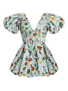 Мини-платье Noni Primavera с цветочным принтом Agua By Agua Bendita, синий