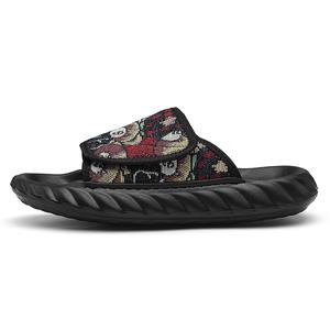 Тапочки-слайды мужские с тиснением и износостойкой строчкой Shiozawa, Black