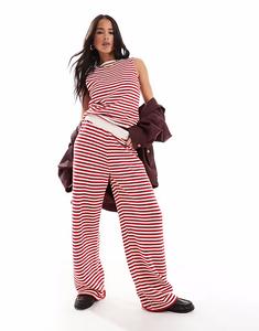 Широкие трикотажные брюки красного цвета Asos Design
