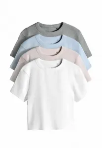 Комплект из 4 базовых футболок стандартного кроя The Set, Charcoal Blue Pink White