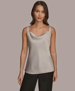 Женская шелковая майка без рукавов с воротником-хомутом Donna Karan New York, Light Grey