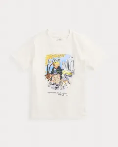 Унисекс футболка из хлопка с медвежонком Polo Polo Ralph Lauren, светло-бежевый