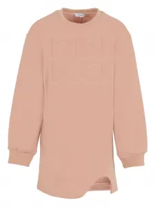 Повседневное платье из хлопка с тисненым логотипом Pinko Kids, розовый