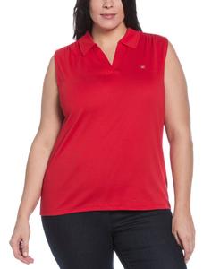 Футболка-поло без рукавов с V-образным вырезом и ребристой отделкой больших размеров Rafaella, Salsa