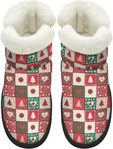 Женские зимние ботинки для снега, противоскользящие, с утепленным мехом, для ходьбы, уличные туристические ботинки Chririnla, Christmas Plaid