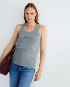 Футболка с круглым вырезом без рукавов Boss Orange, серый