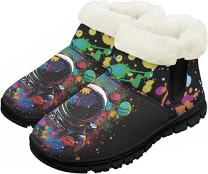 Мальчики Девочки Зимние теплые ботинки Нескользящие легкие уличные ботинки для ходьбы в холодную погоду Chririnla, Ink Splatter Astronaut
