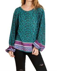 Вязаный топ с принтом шарфа в бирюзовом цвете umgee