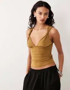 Желто-зеленый топ Motel Priska с завязками из купро