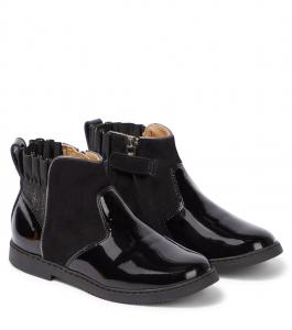 Ботильоны из замши и лакированной кожи Pom D'Api, черный