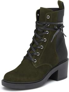 Женские ботильоны YDN с закрытым носком, шнуровкой, боевые, с массивным каблуком, низким, короткие зимние ботинки для свиданий, Dark Olive Green
