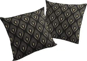 Декоративная подушка Адам "Перья", сертификат GOTS, чехол без наполнения, 1 шт Adam 40х60 см, черный