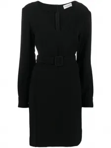Платье мини с V-образным вырезом и поясом P.A.R.O.S.H., черный
