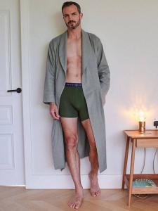 Халат из хлопка саржевого переплетения с эффектом браширования British Boxers, Orkney