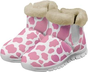 Зимние ботинки Chaqlin, снежные ботинки, утепленные ботинки до щиколотки, противоскользящие, с флисовой подкладкой, уютные, для холодной погоды, повседневные уличные ботинки, Pink Cow Print