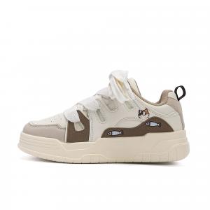 Обувь женская Niche из коровьей кожи, увеличивающая рост, легкие низкие кроссовки для скейтбординга HUANQIU, бежевый коричневый