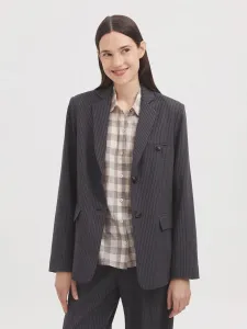 Женский блейзер в дипломатическую полоску с лацканами Nice Things, серый