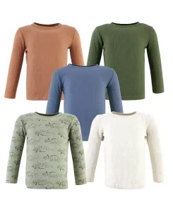 Футболки с длинными рукавами Hudson Thermal для мальчиков, 5 пар, Bear Tree, 12-18 месяцев Hudson Baby, зеленый