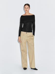 Футболка без бретелек с длинными рукавами Massimo Dutti, черный