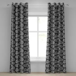 Шторы на люверсах ABAKUHAUS из дамасской ткани, цветущие букеты с контрастными листьями, свадебная композиция, декоративные двухпанельные шторы, 280 см x 175 см, темно-серо-белый цвет