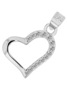 Adeliás Женский кулон - Сердце. Кулон в форме сердца из серебра 925 пробы с кубическим цирконием в серебряной оправе