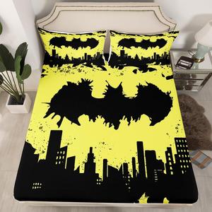 Erosebridal Готический комплект постельного белья Bat с силуэтом города, желто-черный, хэллоуин тематика, Yellow Black