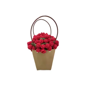 Готовое изделие экстра лардж букет жаккард ткань плетеные розы плюшевые куклы плюшевая кукла 60см/100см высота PUDOWRABBIT