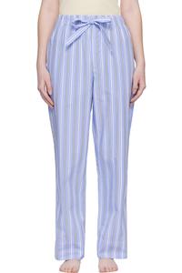 Tekla Пижамные штаны из поплина сине-белого цвета