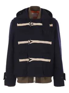 Пальто с капюшоном и застежкой тогл Sacai, синий