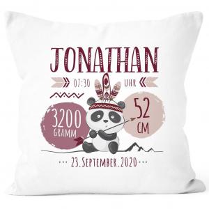 Персонализированная подушка для рождения с пандой, подушка для рождения без наполнителя, подарок на рождение девочки SpecialMe белого цвета, униразмер