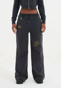 Спортивные брюки-джоггеры с широкими штанинами, отделкой под татуировку и швы. Ed Hardy, Black